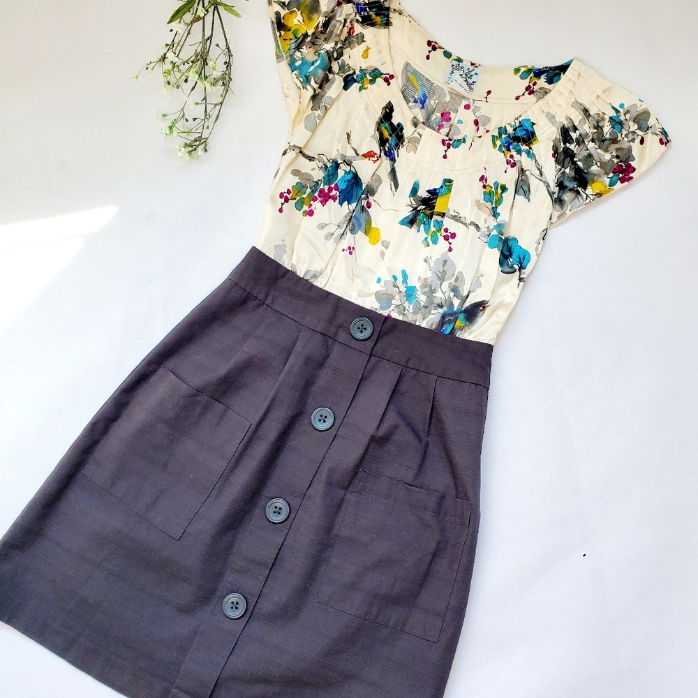 Tabitha by Anthro Night Blooming Birds Dress SZ 4